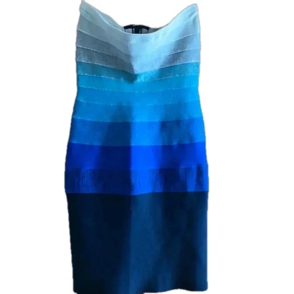 Guess by Marciano Strapless Blue Ombre Dress